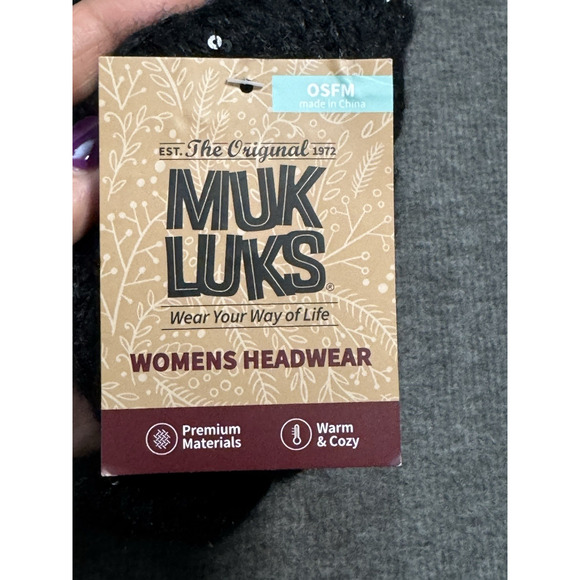 Muk Luks Black Sequin Braided Twist Headband Chunky Knit Headwear Women's OSFM - Picture 3 of 6